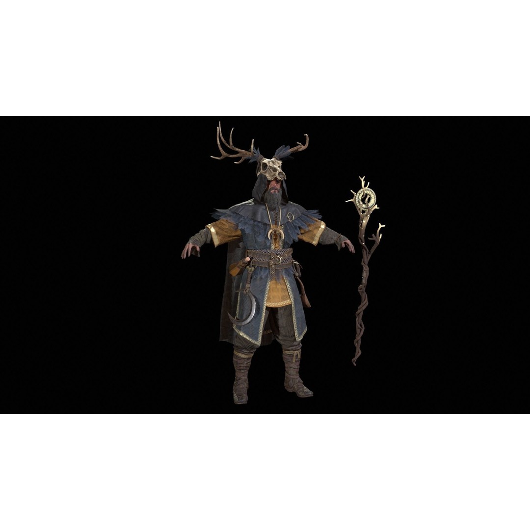 Druid 3D Model – Low Poly Fantasy Character, Rigged, FBX - View 42