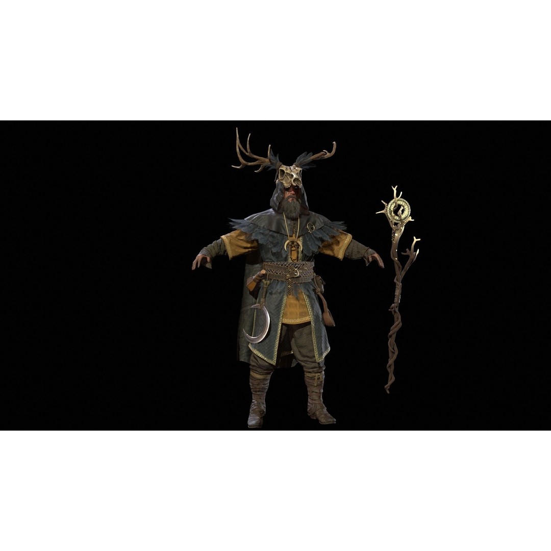 Druid 3D Model – Low Poly Fantasy Character, Rigged, FBX - View 43