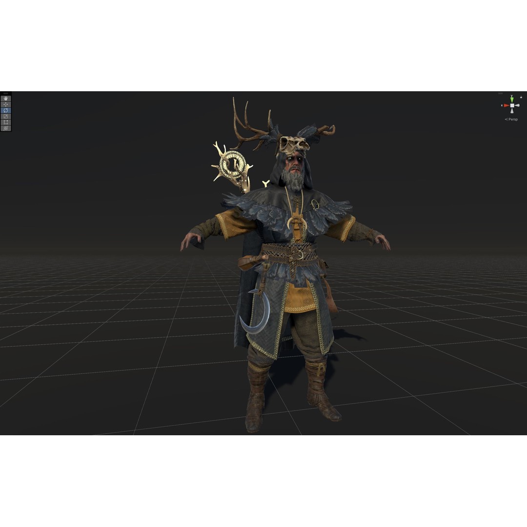 Druid 3D Model – Low Poly Fantasy Character, Rigged, FBX - View 46