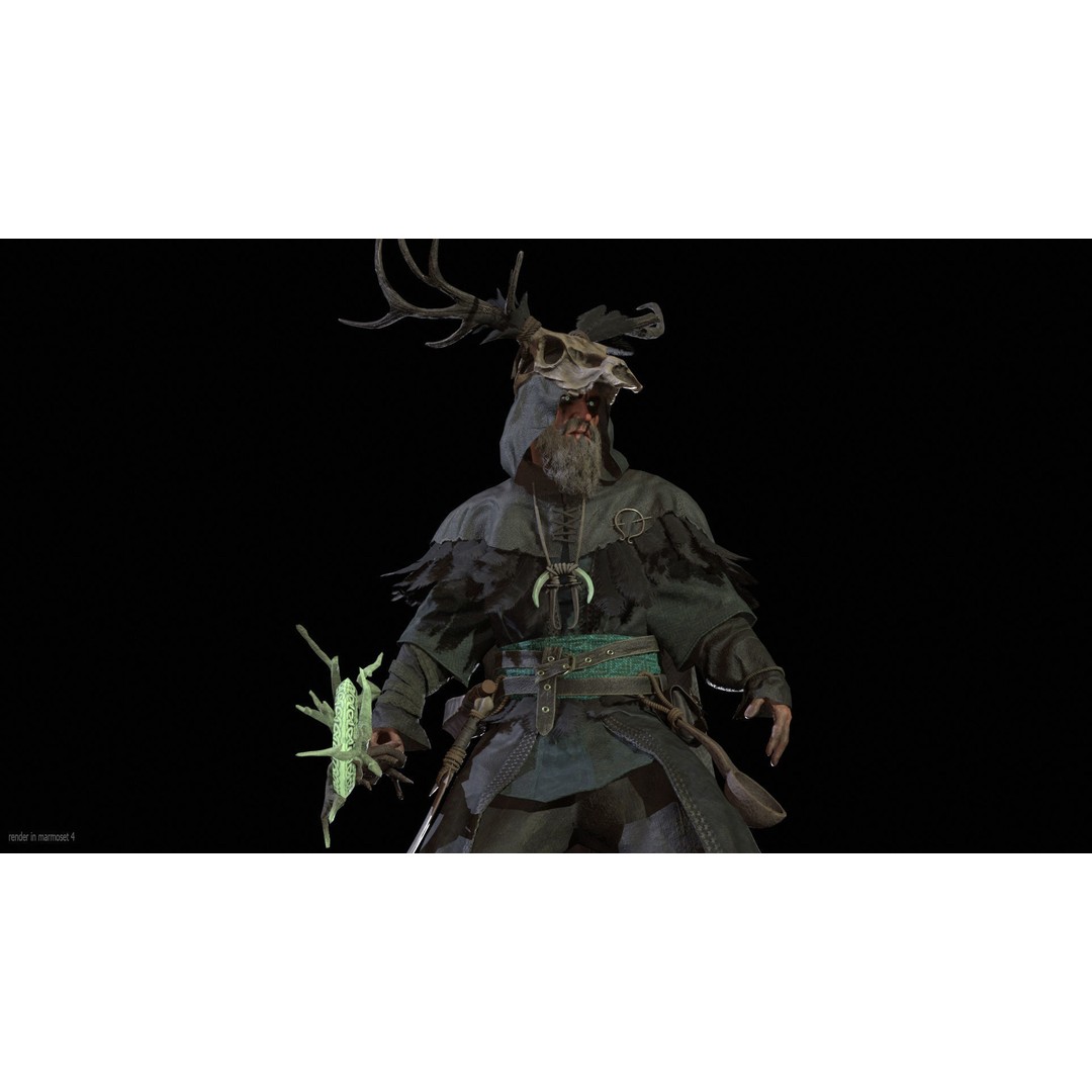 Druid 3D Model – Low Poly Fantasy Character, Rigged, FBX - View 5
