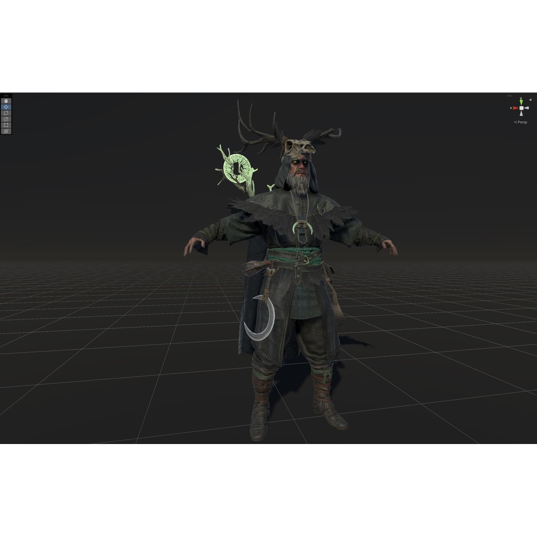 Druid 3D Model – Low Poly Fantasy Character, Rigged, FBX - View 50