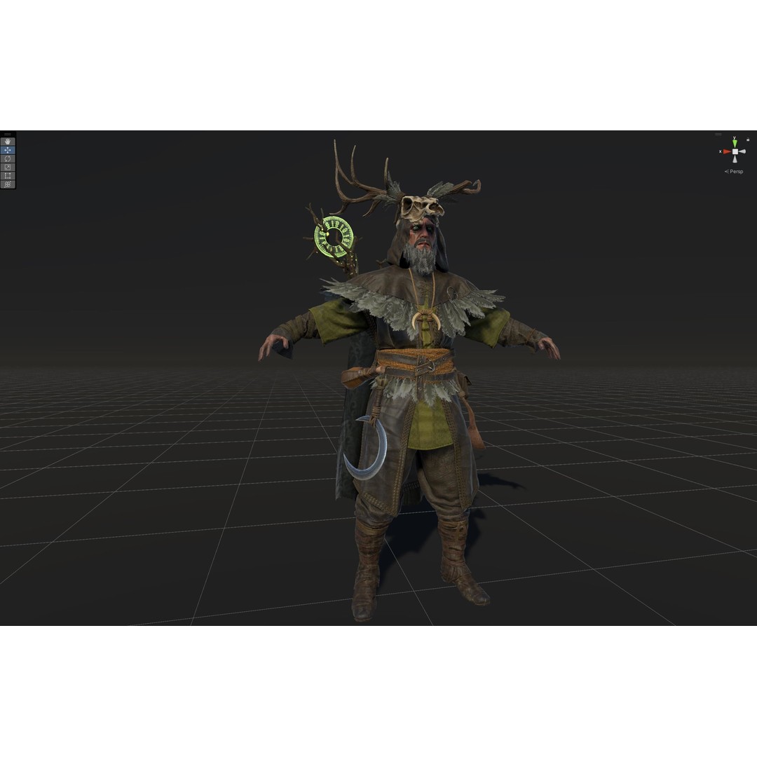 Druid 3D Model – Low Poly Fantasy Character, Rigged, FBX - View 52