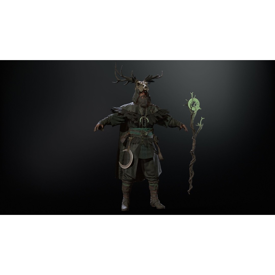 Druid 3D Model – Low Poly Fantasy Character, Rigged, FBX - View 7