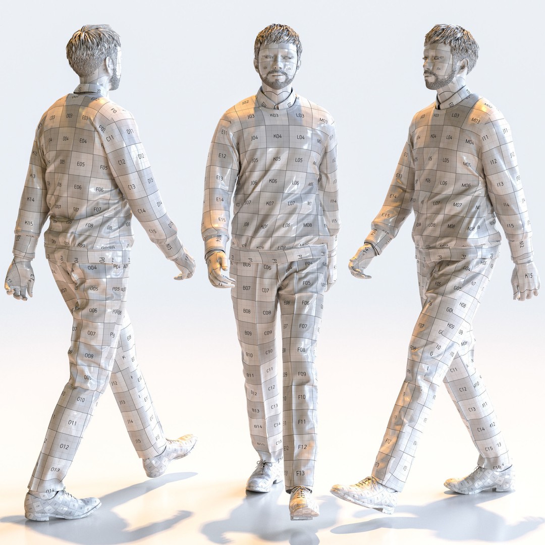 Asian Smart Casual Man 3D Model – Posed Set, FBX & OBJ Formats - View 15