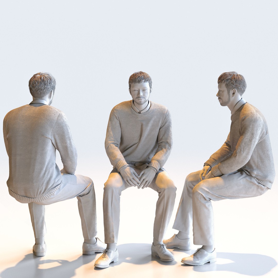 Asian Smart Casual Man 3D Model – Posed Set, FBX & OBJ Formats - View 17