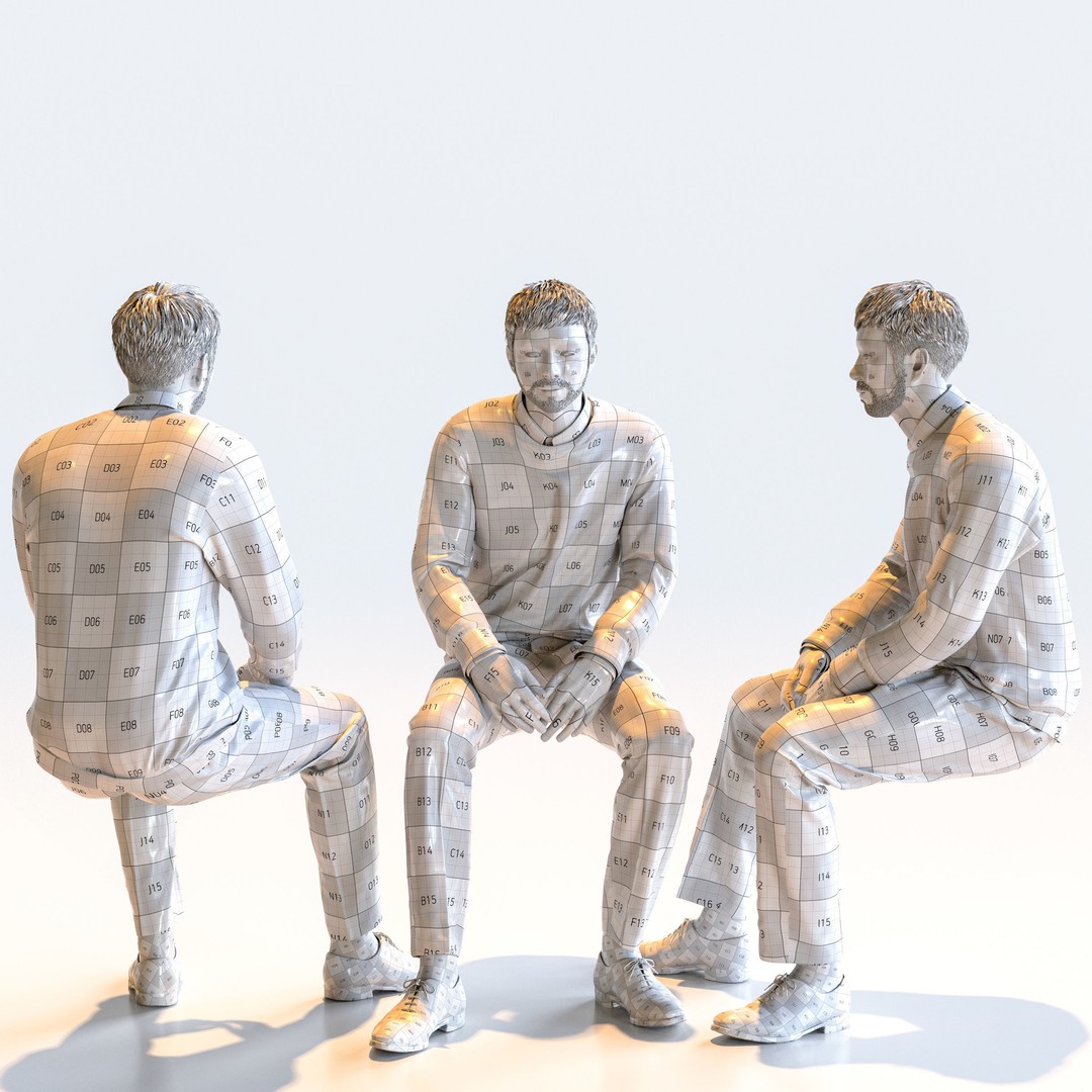 Asian Smart Casual Man 3D Model – Posed Set, FBX & OBJ Formats - View 18