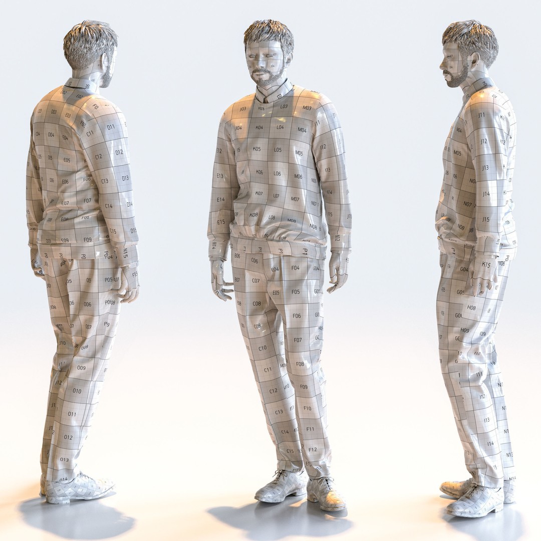 Asian Smart Casual Man 3D Model – Posed Set, FBX & OBJ Formats - View 6