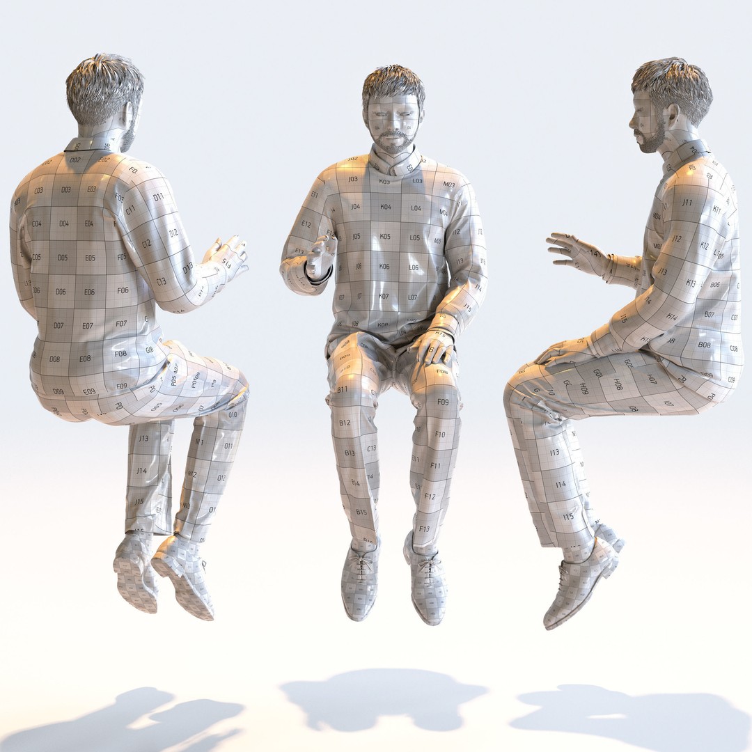 Asian Smart Casual Man 3D Model – Posed Set, FBX & OBJ Formats - View 9