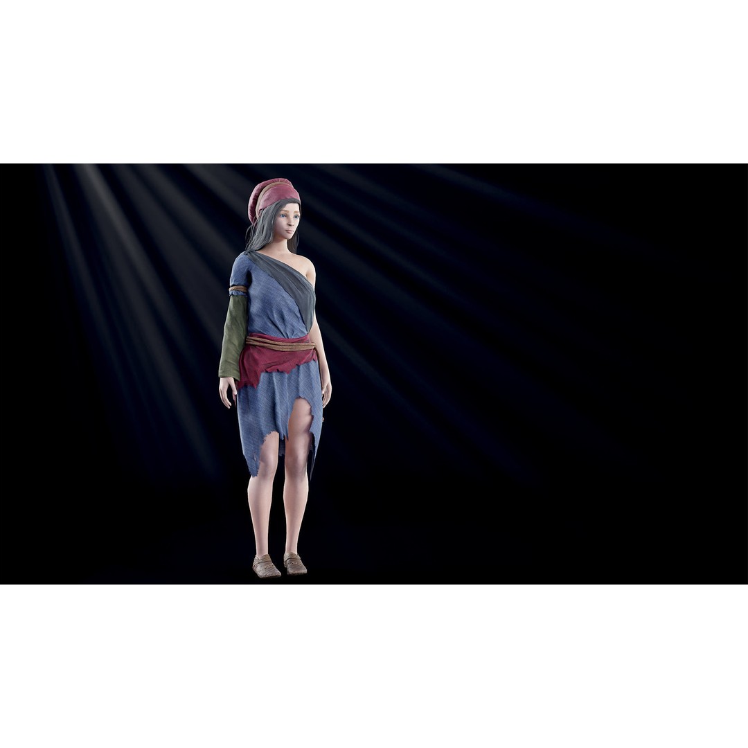 Poor Peasant 3D Model – Low Poly Rigged Character for Unity and UE4 - View 10