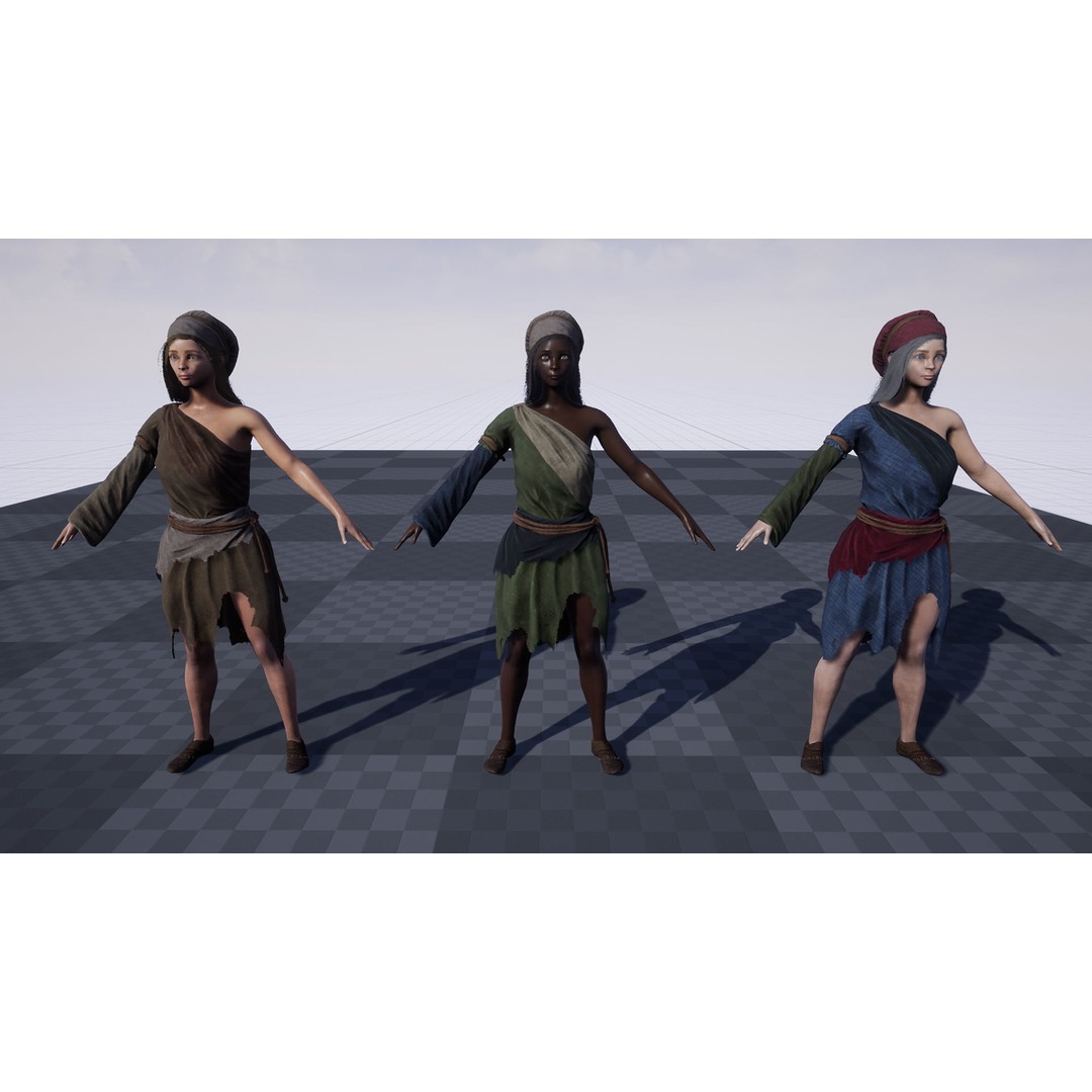 Poor Peasant 3D Model – Low Poly Rigged Character for Unity and UE4 - View 12