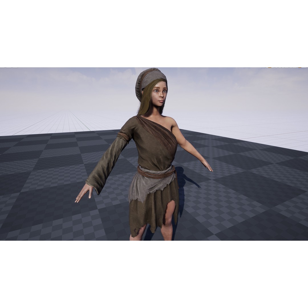 Poor Peasant 3D Model – Low Poly Rigged Character for Unity and UE4 - View 15