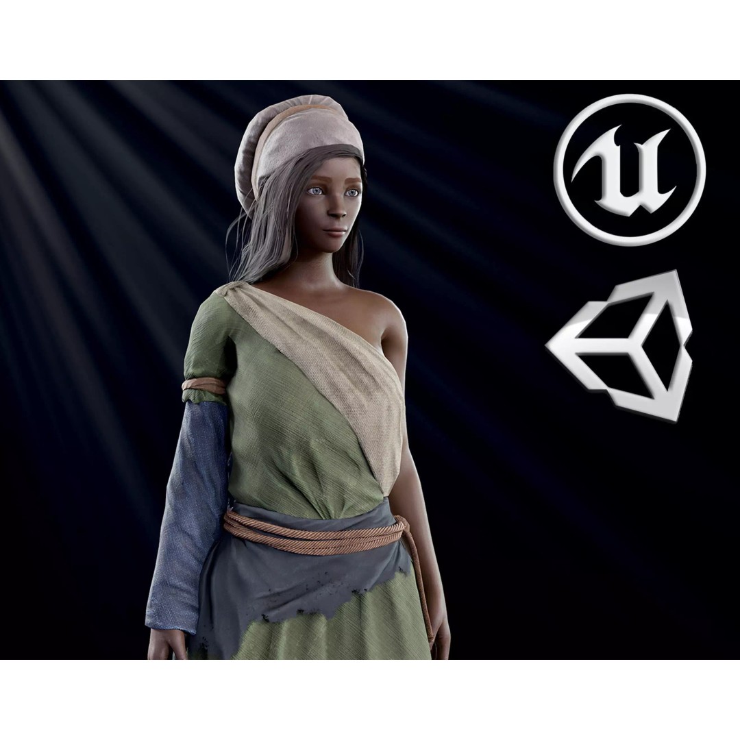 Poor Peasant 3D Model – Low Poly Rigged Character for Unity and UE4 - View 2
