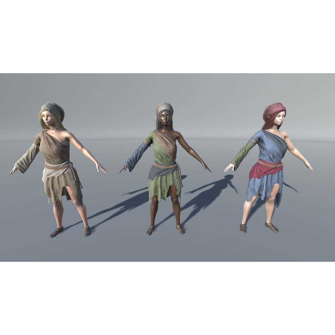 Poor Peasant 3D Model – Low Poly Rigged Character for Unity and UE4 - View 21