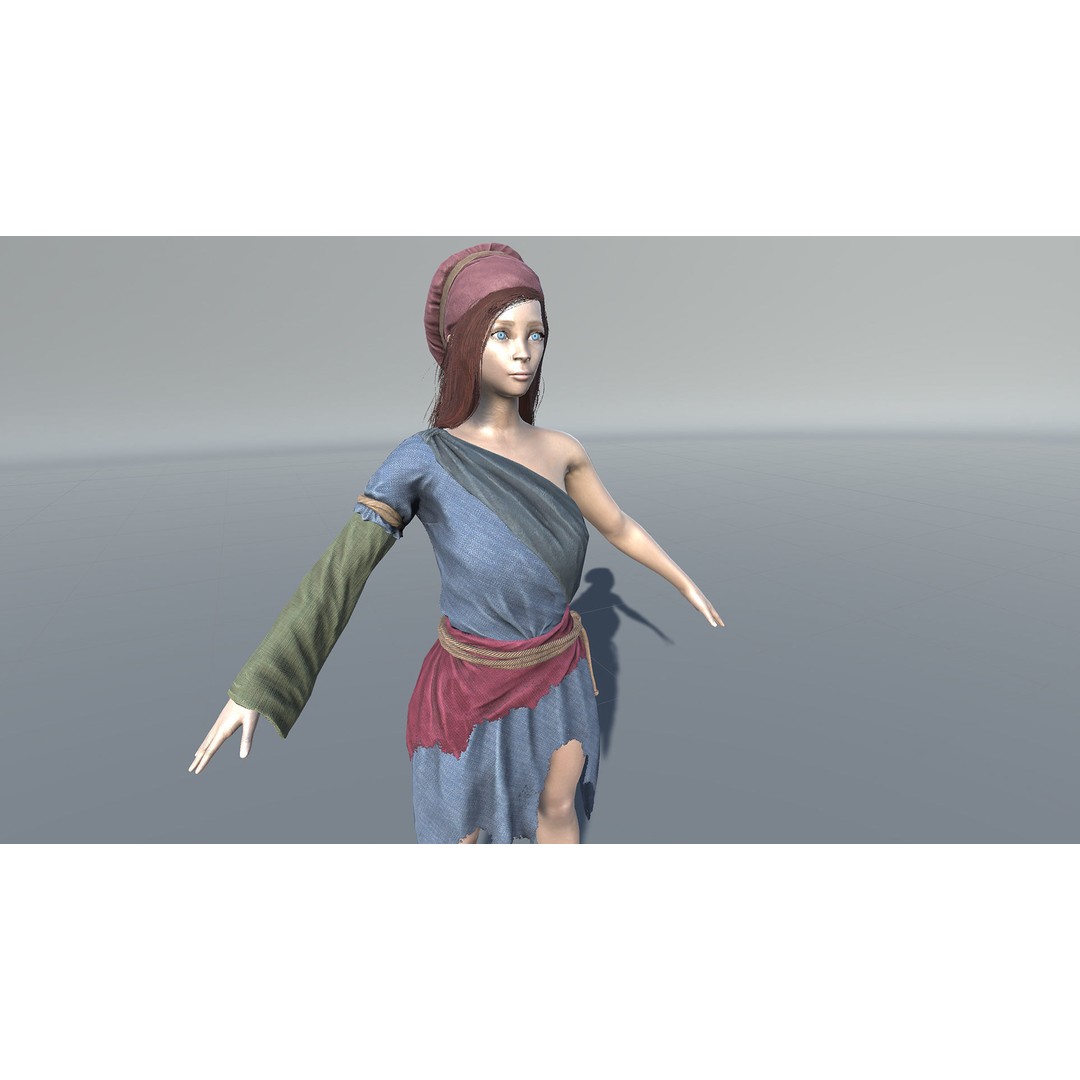 Poor Peasant 3D Model – Low Poly Rigged Character for Unity and UE4 - View 22