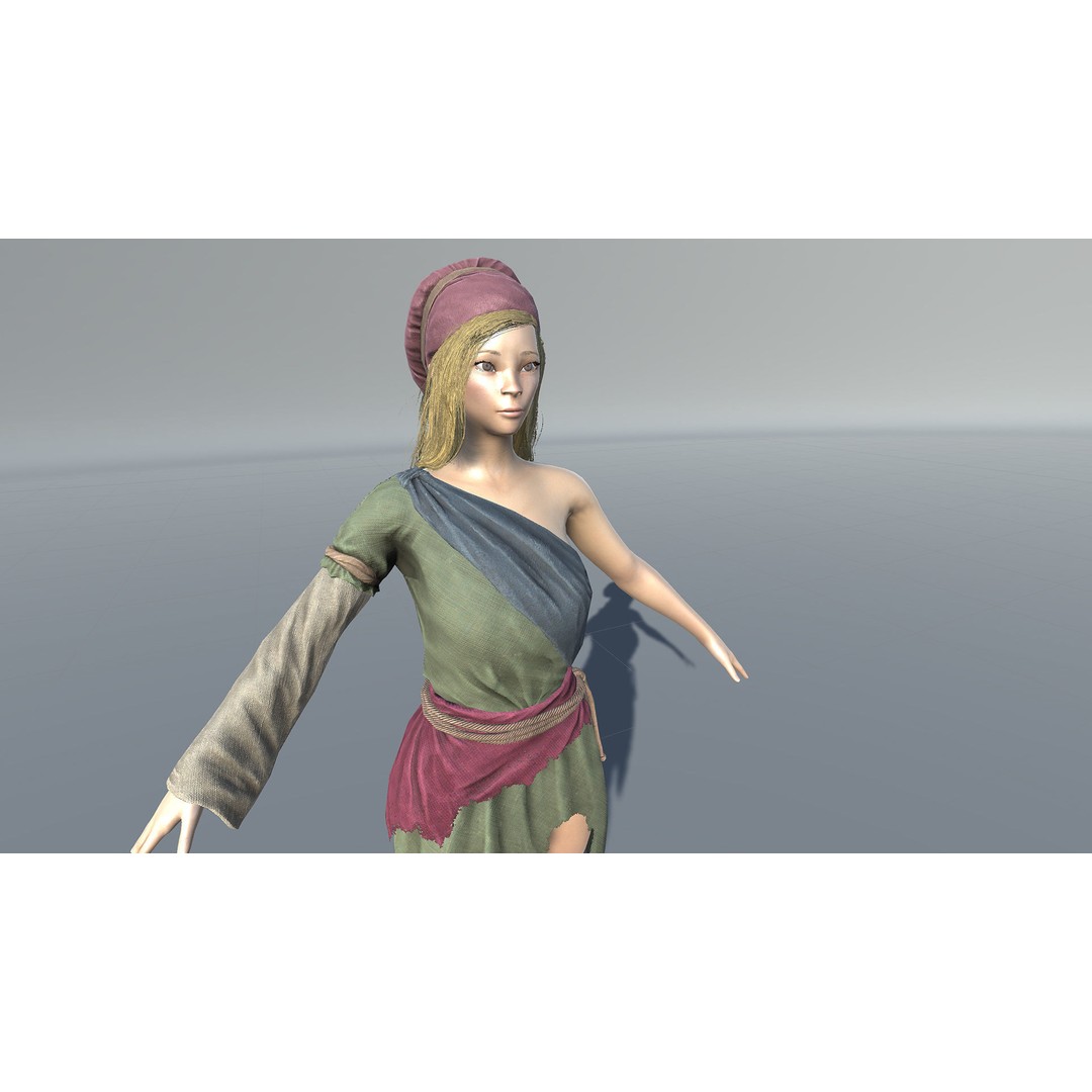 Poor Peasant 3D Model – Low Poly Rigged Character for Unity and UE4 - View 23