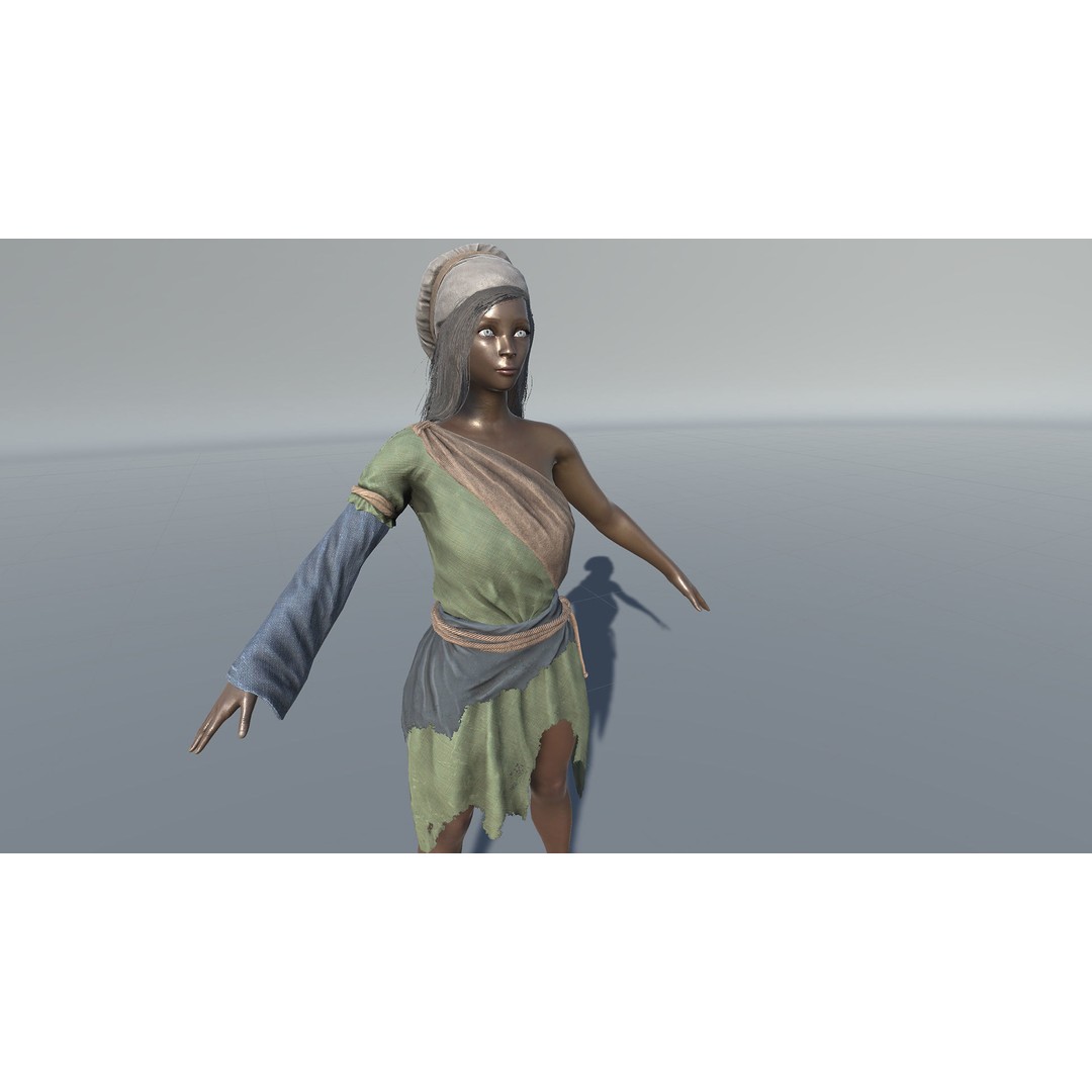 Poor Peasant 3D Model – Low Poly Rigged Character for Unity and UE4 - View 24