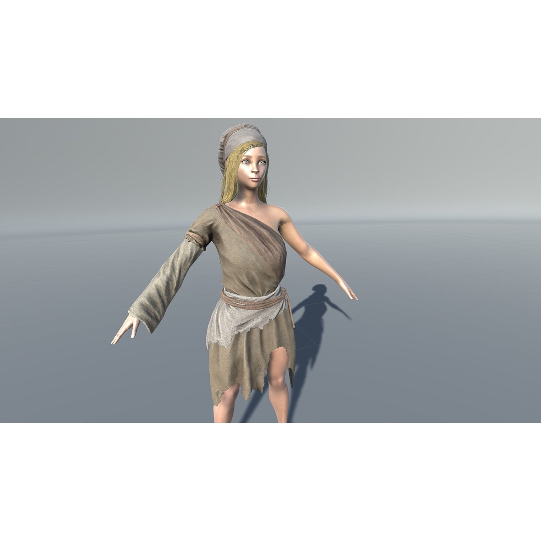 Poor Peasant 3D Model – Low Poly Rigged Character for Unity and UE4 - View 25