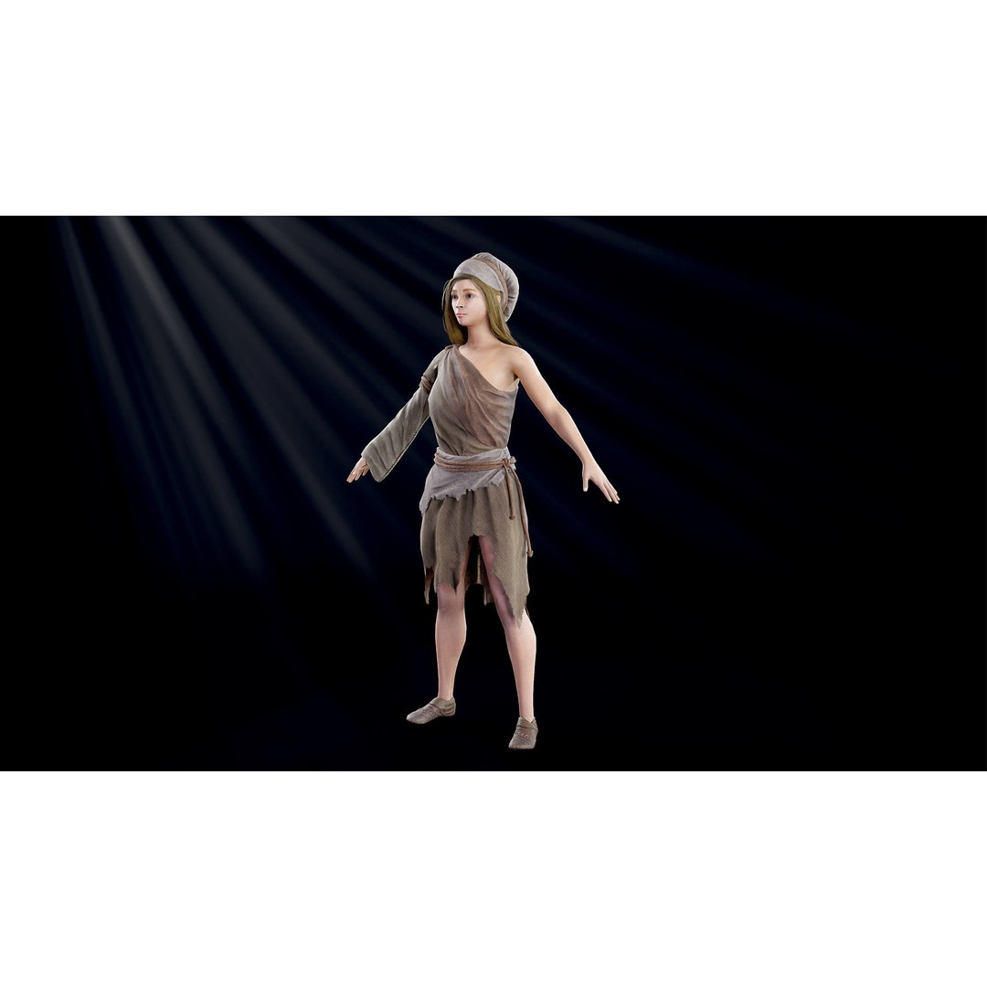 Poor Peasant 3D Model – Low Poly Rigged Character for Unity and UE4 - View 28