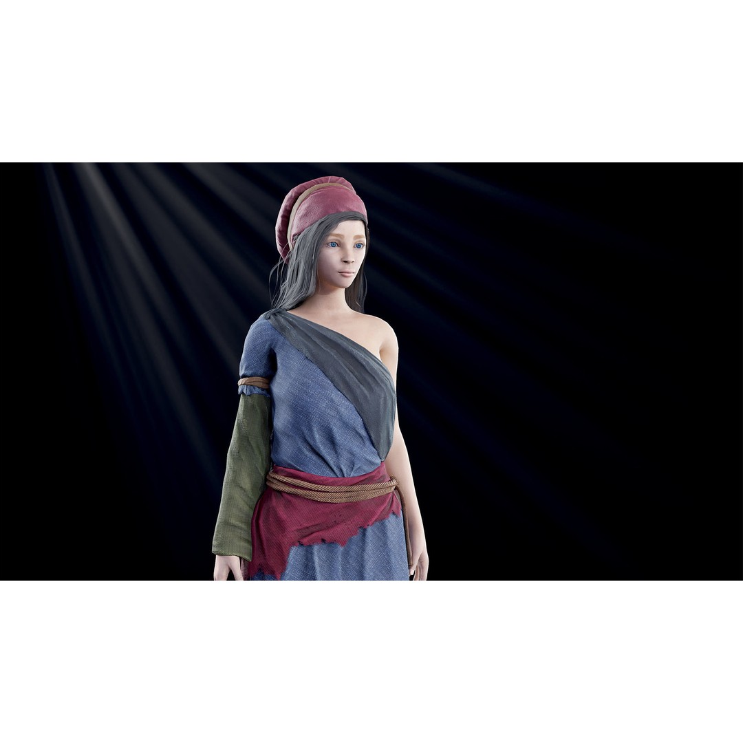 Poor Peasant 3D Model – Low Poly Rigged Character for Unity and UE4 - View 5