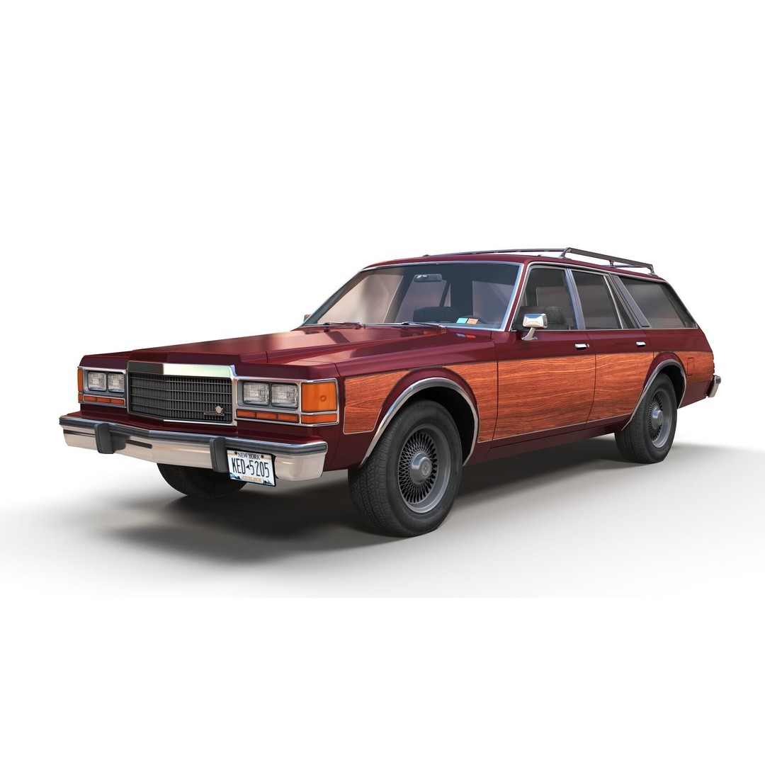 American Station Wagon 3D Model – Low Poly Game Ready Asset, FBX - View 10