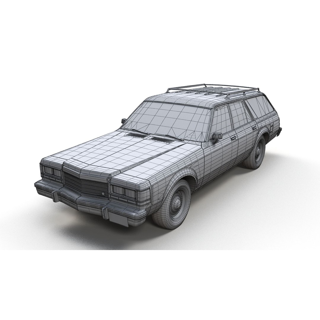 American Station Wagon 3D Model – Low Poly Game Ready Asset, FBX - View 14