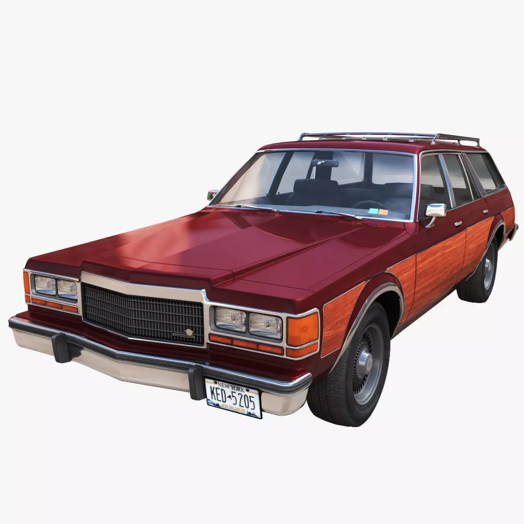 American Station Wagon 3D Model – Low Poly Game Ready Asset, FBX - View 2