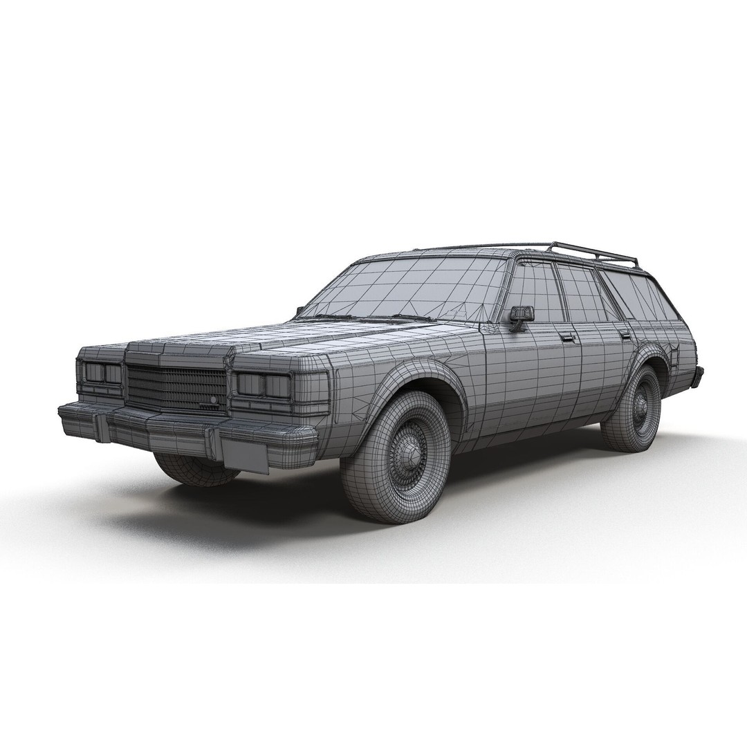 American Station Wagon 3D Model – Low Poly Game Ready Asset, FBX - View 21