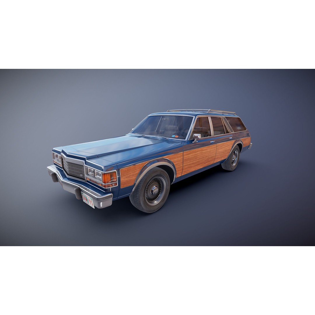 American Station Wagon 3D Model – Low Poly Game Ready Asset, FBX - View 22