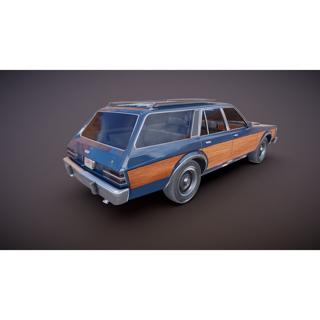 American Station Wagon 3D Model – Low Poly Game Ready Asset, FBX - View 23