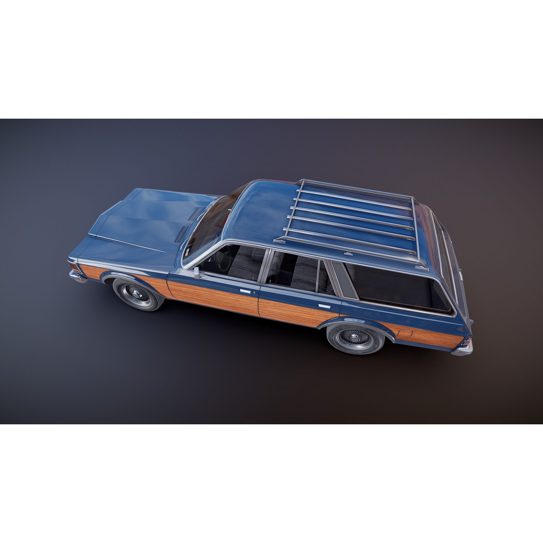 American Station Wagon 3D Model – Low Poly Game Ready Asset, FBX - View 24