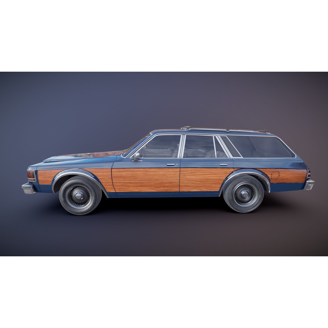American Station Wagon 3D Model – Low Poly Game Ready Asset, FBX - View 25