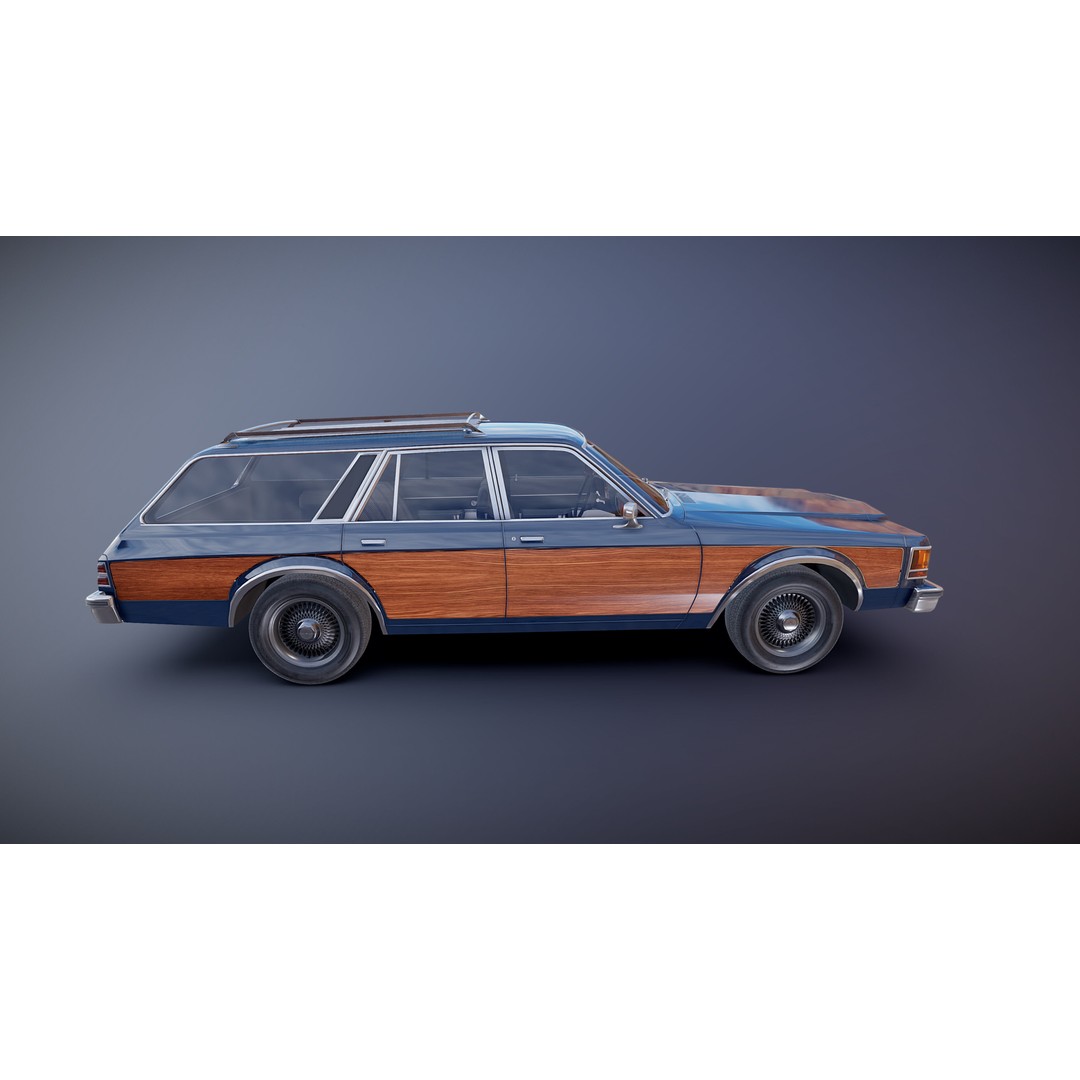 American Station Wagon 3D Model – Low Poly Game Ready Asset, FBX - View 26