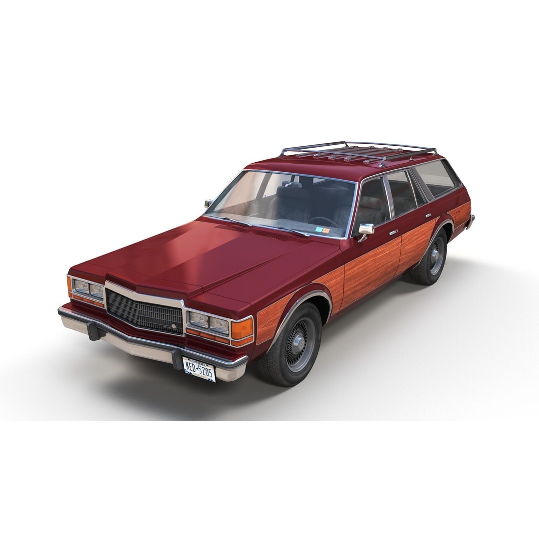 American Station Wagon 3D Model – Low Poly Game Ready Asset, FBX - View 3