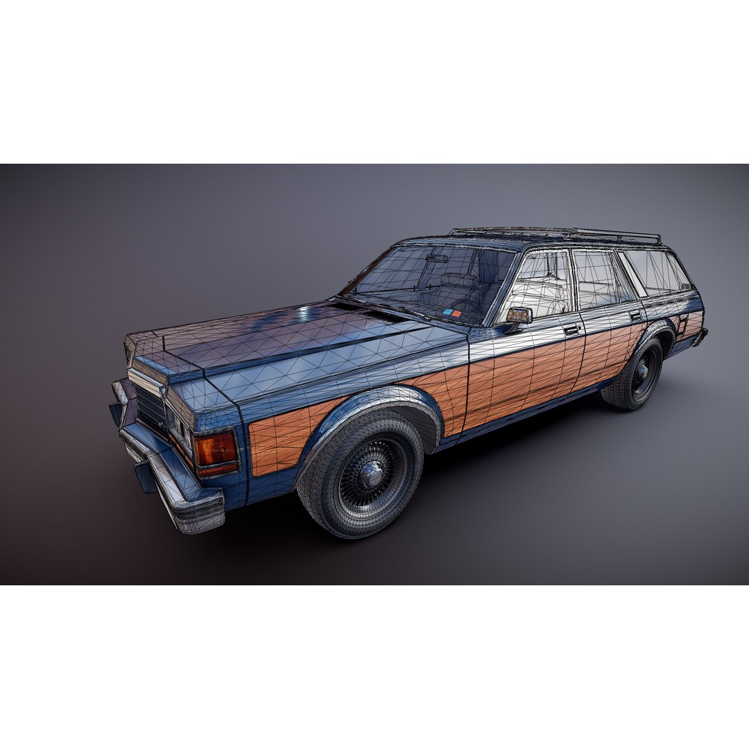 American Station Wagon 3D Model – Low Poly Game Ready Asset, FBX - View 31