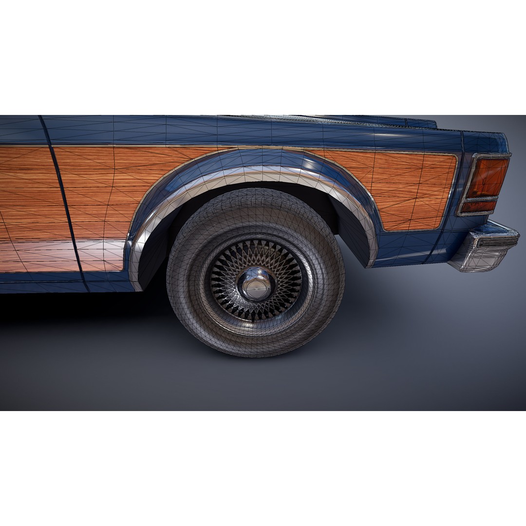 American Station Wagon 3D Model – Low Poly Game Ready Asset, FBX - View 34