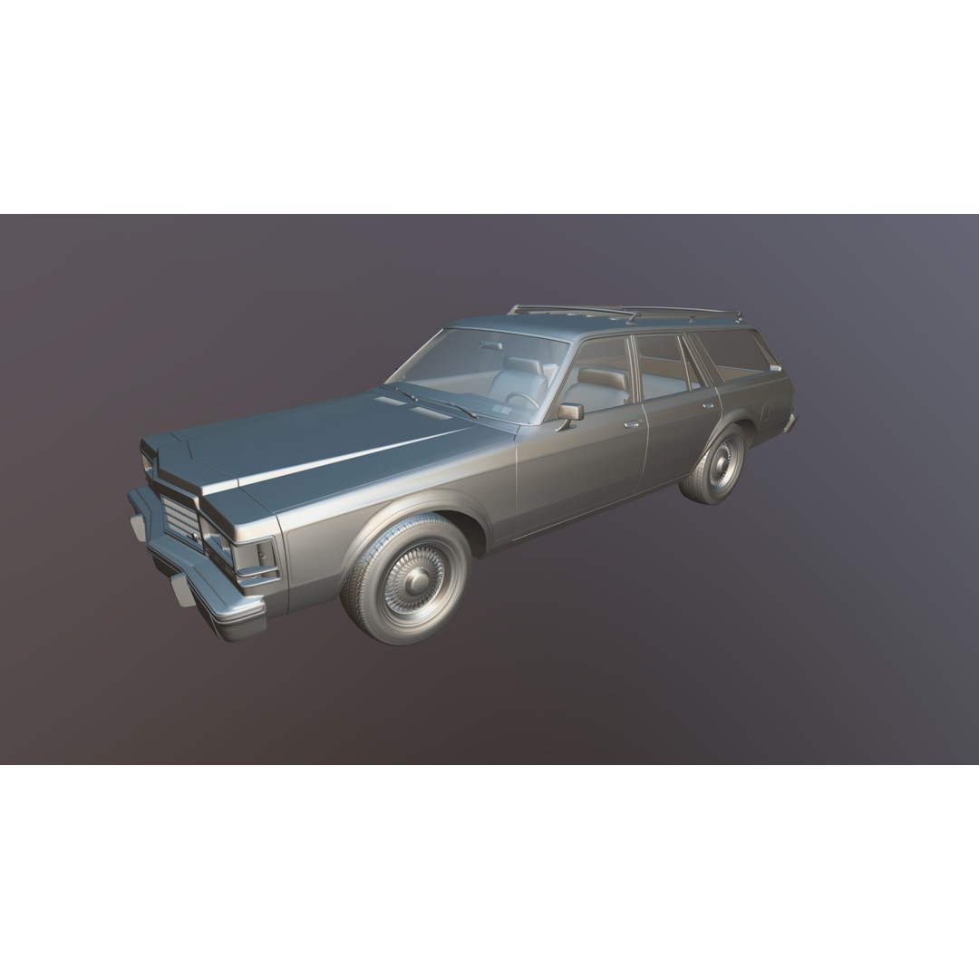 American Station Wagon 3D Model – Low Poly Game Ready Asset, FBX - View 36