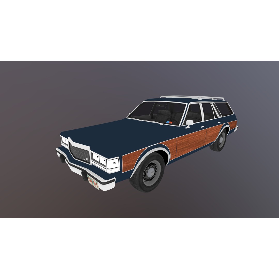American Station Wagon 3D Model – Low Poly Game Ready Asset, FBX - View 39