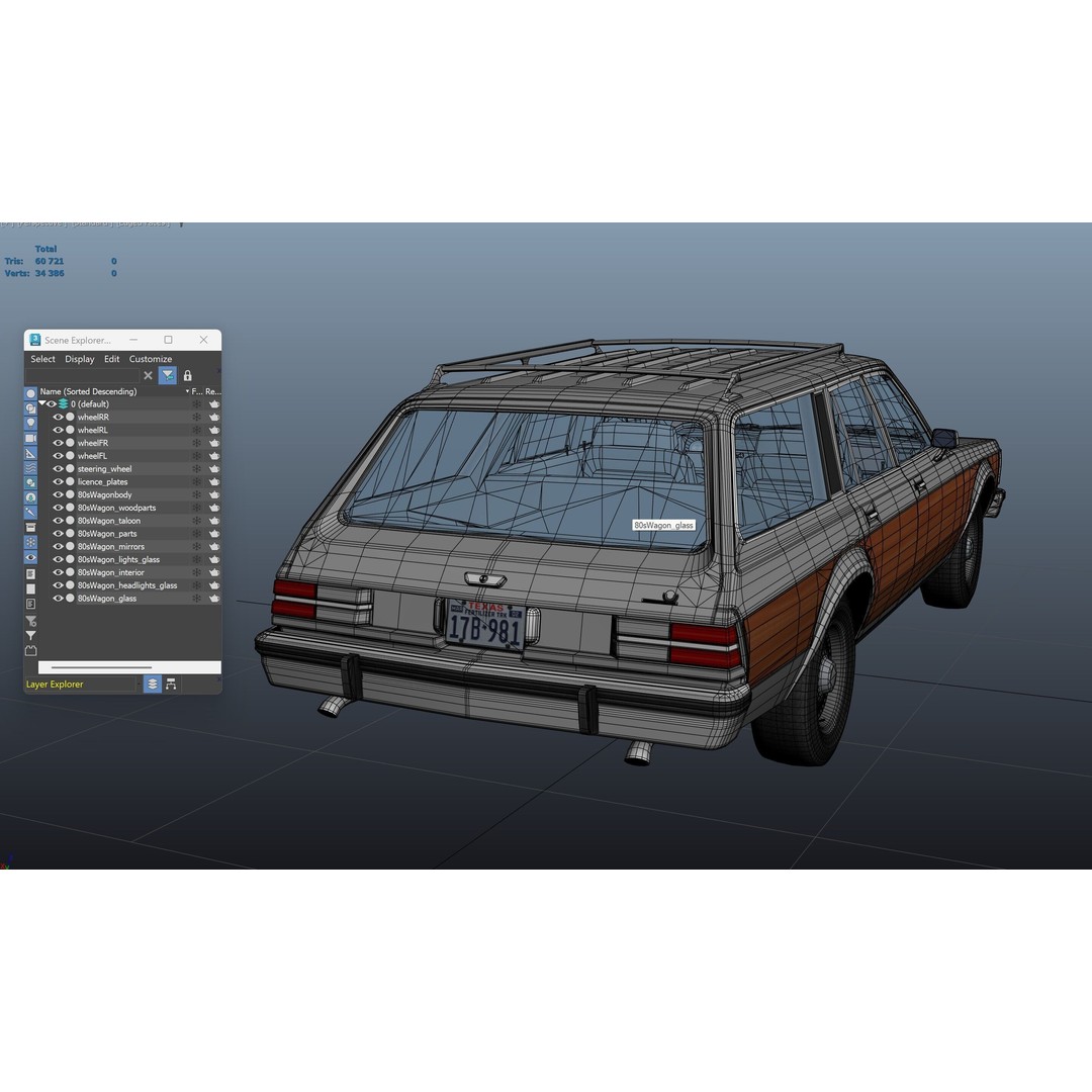 American Station Wagon 3D Model – Low Poly Game Ready Asset, FBX - View 42