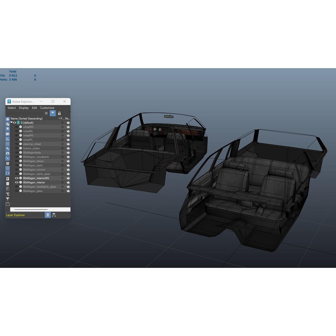 American Station Wagon 3D Model – Low Poly Game Ready Asset, FBX - View 43