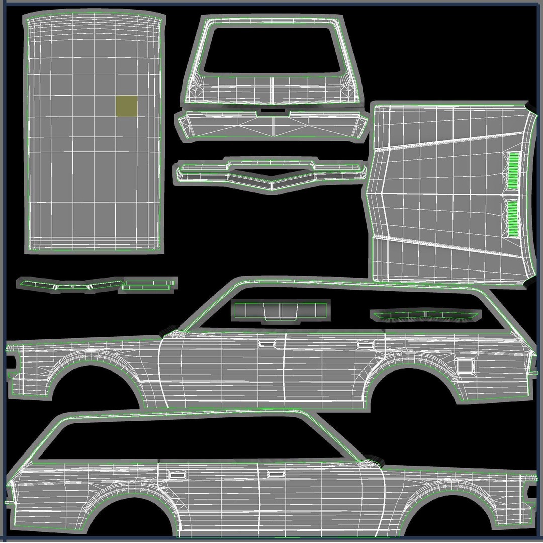 American Station Wagon 3D Model – Low Poly Game Ready Asset, FBX - View 47