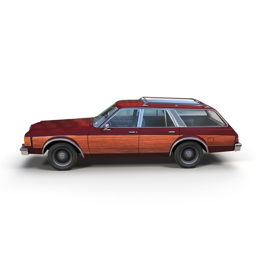 American Station Wagon 3D Model – Low Poly Game Ready Asset, FBX - View 7
