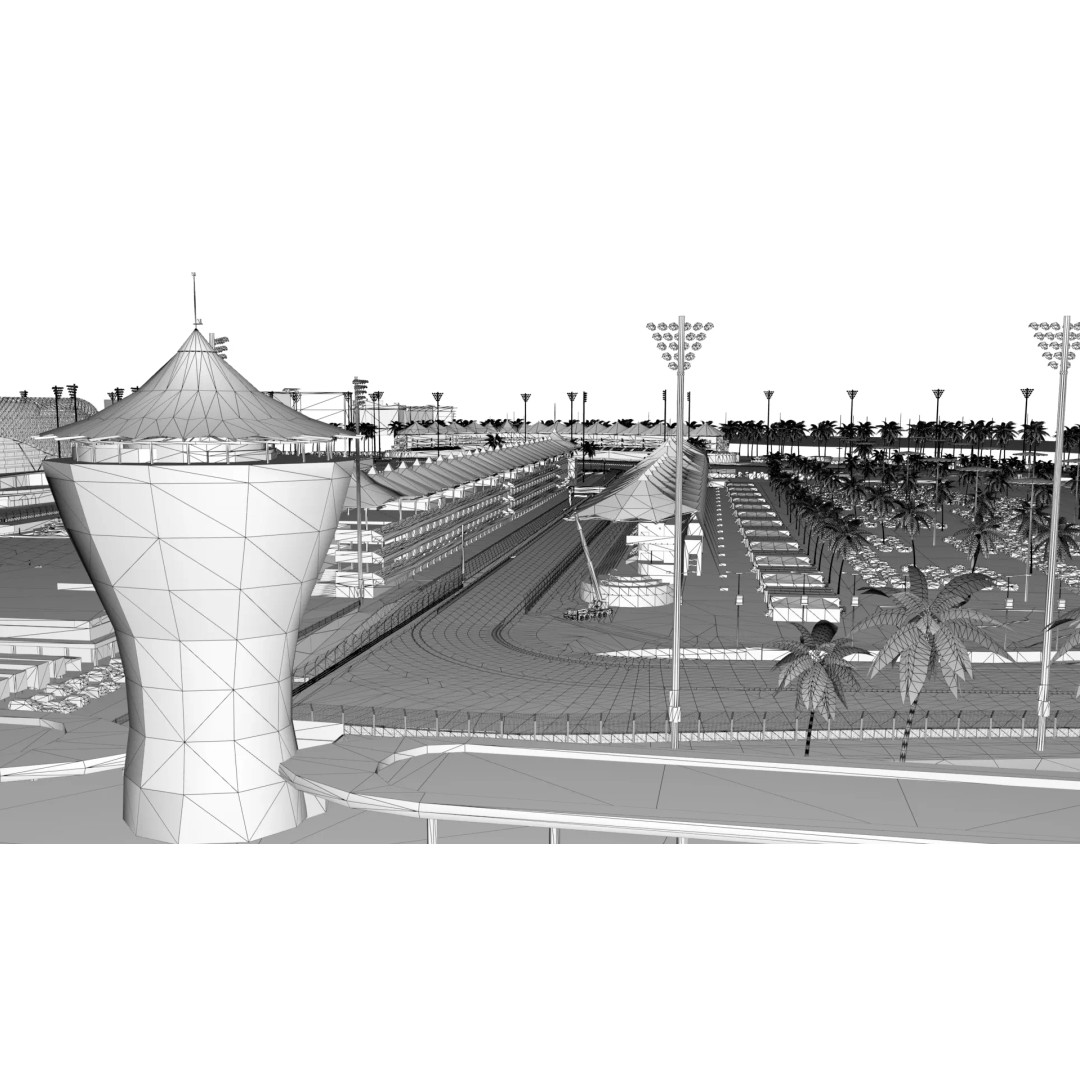 Yas Marina Circuit 3D Model – Low Poly Racing Asset, FBX, OBJ, Blender - View 7