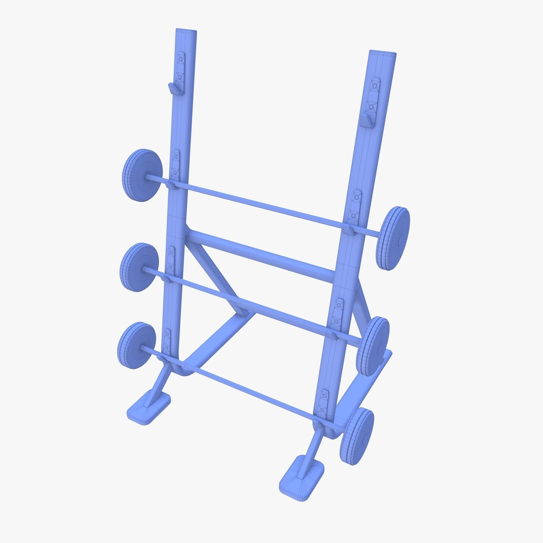 Barbell Rack 3D Model – Realistic Gym Equipment, Blender, FBX, OBJ