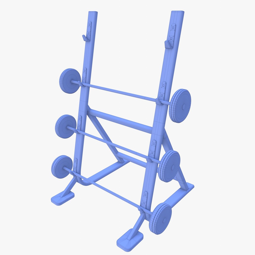 Barbell Rack 3D Model – Realistic Gym Equipment, Blender, FBX, OBJ - View 11