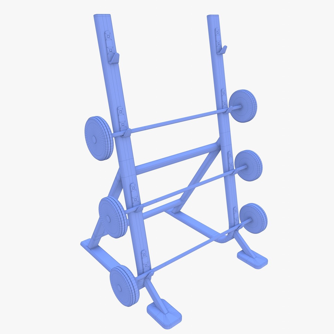 Barbell Rack 3D Model – Realistic Gym Equipment, Blender, FBX, OBJ - View 15