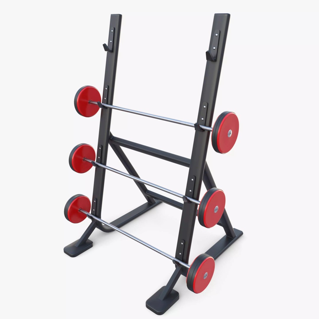 Barbell Rack 3D Model – Realistic Gym Equipment, Blender, FBX, OBJ - View 2