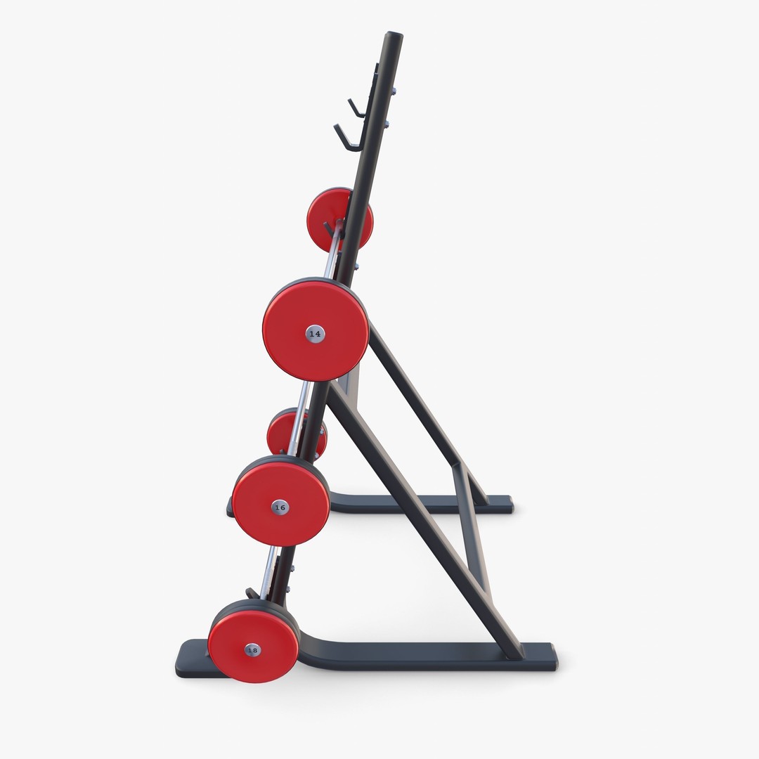 Barbell Rack 3D Model – Realistic Gym Equipment, Blender, FBX, OBJ - View 3