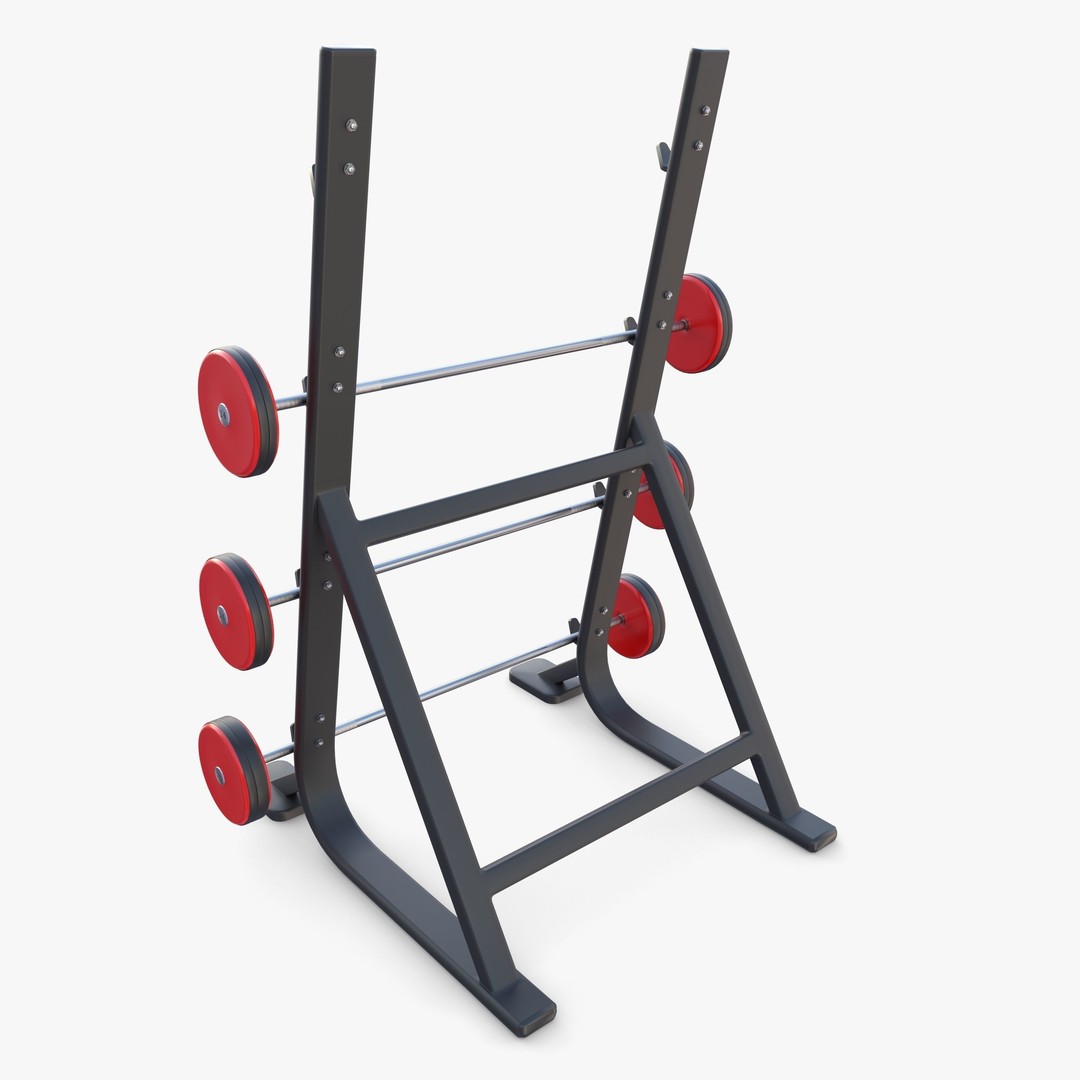 Barbell Rack 3D Model – Realistic Gym Equipment, Blender, FBX, OBJ - View 4