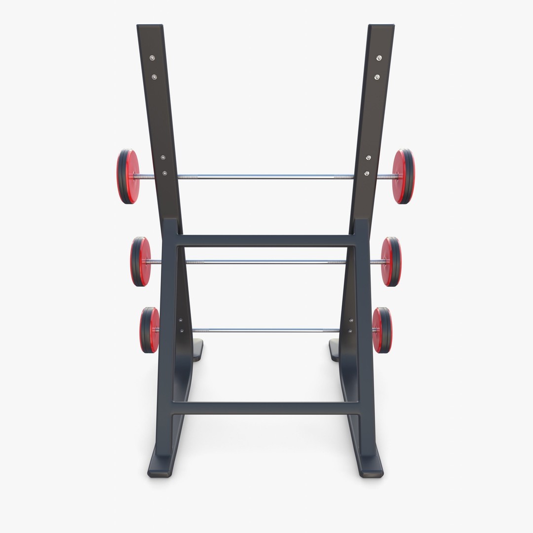 Barbell Rack 3D Model – Realistic Gym Equipment, Blender, FBX, OBJ - View 5