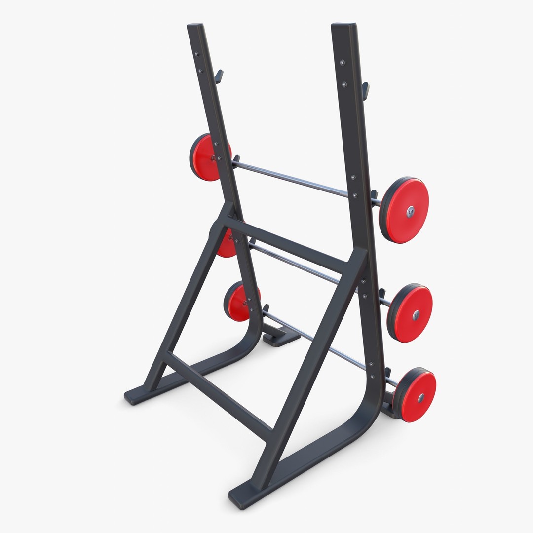 Barbell Rack 3D Model – Realistic Gym Equipment, Blender, FBX, OBJ - View 6